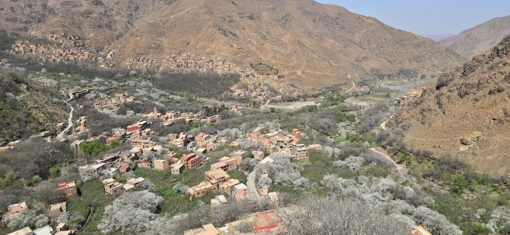 A valley with a town in the center