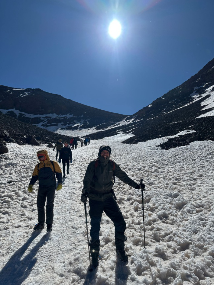Tourists trekking a mountain