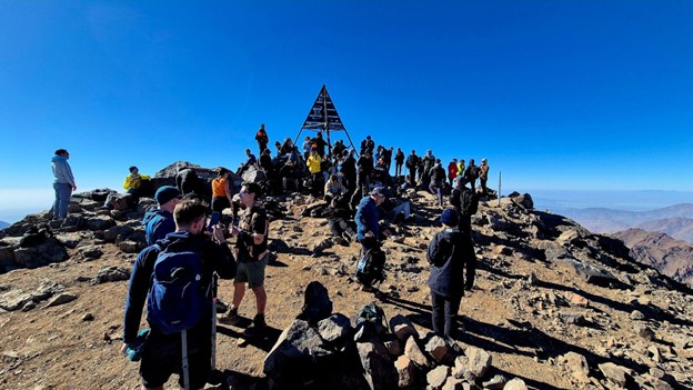 a group of people after climbing Mount Toubkal