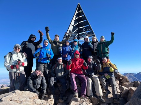 a tour group on top of a mountain