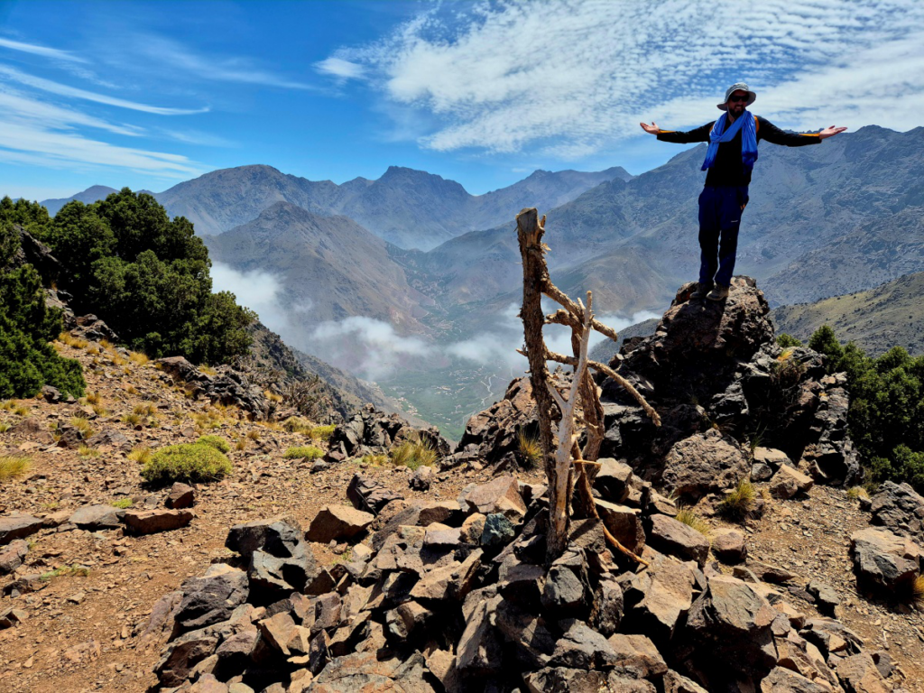 A tourist in the Atlas Mountains