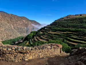 a valley between the mountains